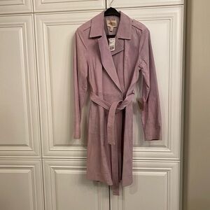 NWT Forever 21 Womens Size Large Lavender Suede Trench Style Coat for Spring
